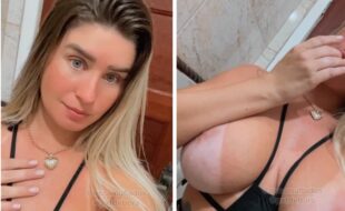 Débora Peixoto exibindo os peitões e se masturbando